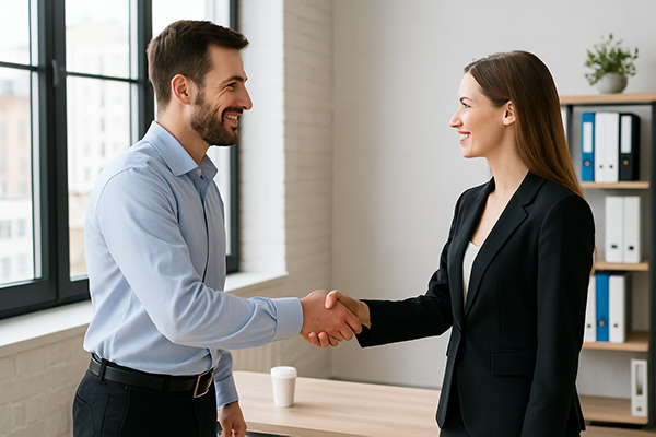 Muž a žena si podávajú ruky